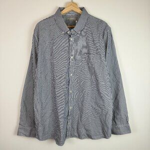 Everlane Men Stripe Button Down Collared 100% Cotton Shirt Blue White XXL